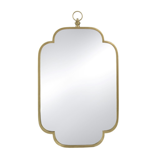 Curved Notched Edges Wall Mirror with Ring - 36" - Gold - IMAGE 1