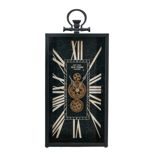 Gears Rectangular Tabletop Clock - 21" - Black - IMAGE 1