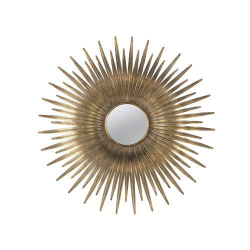 Sunburst Round Iron Wall Mirror - 28.25" - Gold - IMAGE 1