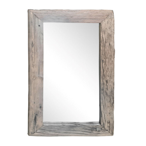 Rustic Rectangular Wall Mirror - 5' - Brown - IMAGE 1