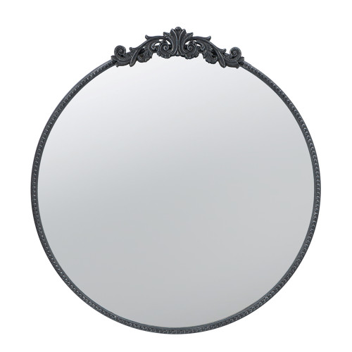 Classic Baroque Style Round Wall Mirror - 2.5' - Black - IMAGE 1