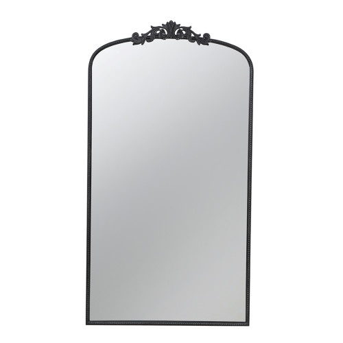 Baroque Style Full Length Arched Mirror - 5.5' - Black - IMAGE 1