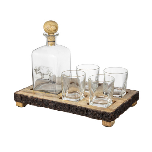 6-Piece Square Glass Decanter with Cups Bar Set - 13" - IMAGE 1