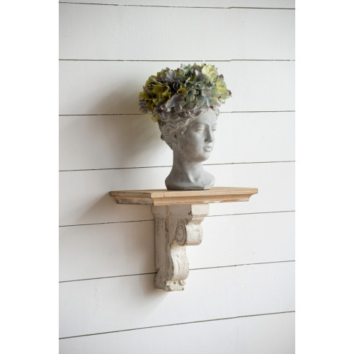 Weathered Style Corbel Wooden Wall Shelf - 13.75" - White and Brown - IMAGE 1