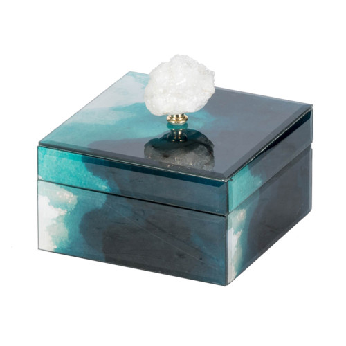 Aqua Decorative Jewelry Box - 6" - Green - IMAGE 1