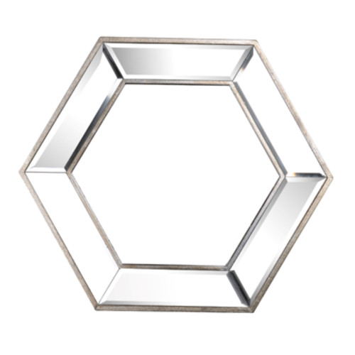 Mirrored Hexagon Wall Mirror - 20.75" - Silver - IMAGE 1