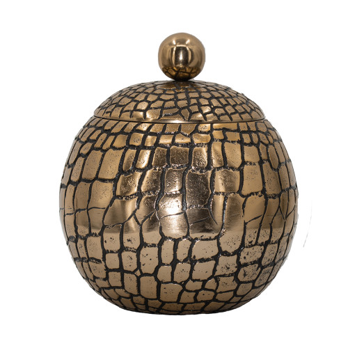 Crocodile Texture Lidded Pot - 8.75" - Gold - IMAGE 1