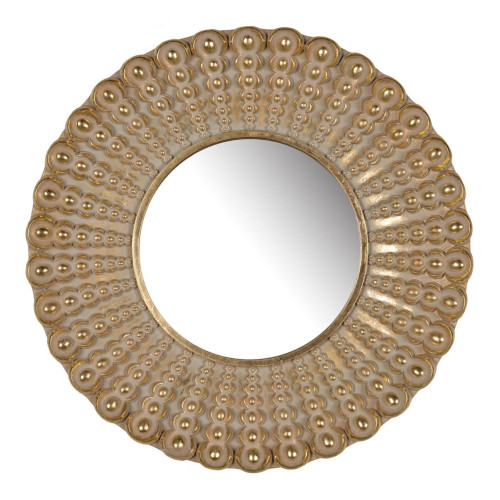 Sunburst with Beaded Frame Round Wall Mirror - 18.5" - Gold - IMAGE 1