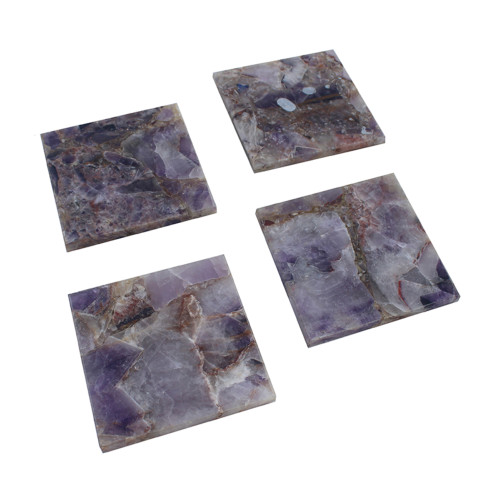 Square Quartz Opaque Coasters - 4" - Purple - 4ct - IMAGE 1