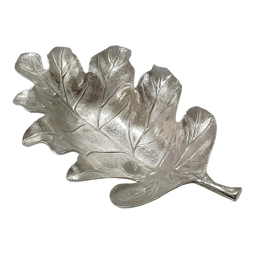 Oak Leaf Aluminum Bowl - 21.5" - Silver - IMAGE 1