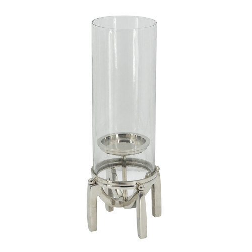 Cylindrical Glass Hurricane Candle Holder with Stand - 16.5" - IMAGE 1