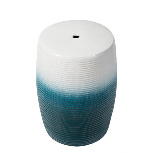 Round Ocean Dynamic Ceramic Stool - 18.5" - IMAGE 1