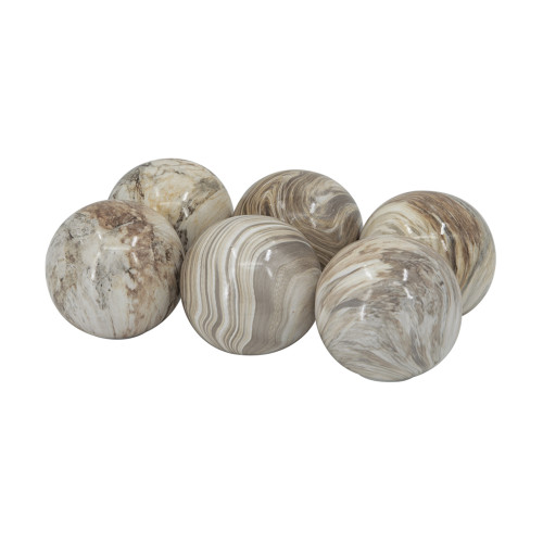 Marble Swirl Ceramic Ball Decorations - 4" - Set of 6 - IMAGE 1