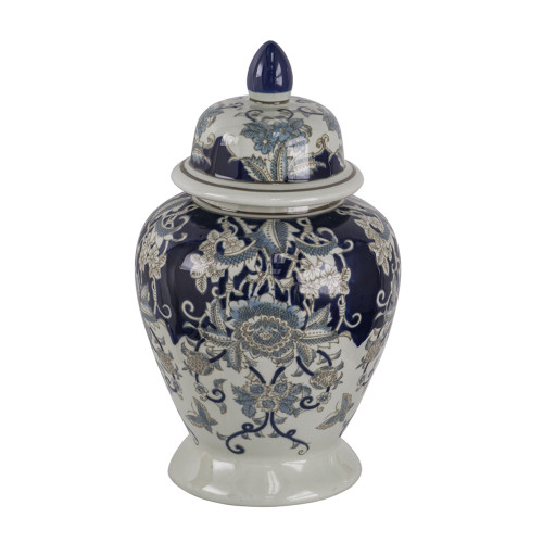 Bryn Ginger Medium Porcelain Jar - 16.5" - Blue and White - IMAGE 1