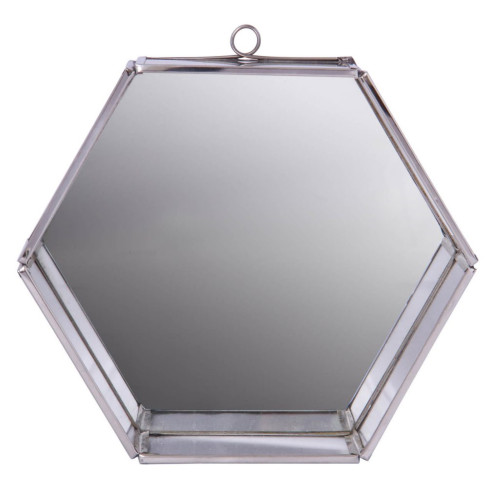 Nico Hexagon Stainless Steel Frame Wall Mirror - 7.5" - Silver - IMAGE 1