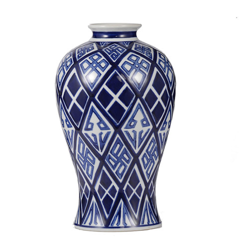 Bold Geometric Pattern Porcelain Vase - 12.75" - IMAGE 1