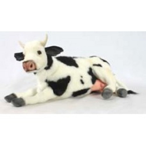 Set of 2 Black and White Handcrafted Soft Plush Laying Cow Stuffed Animals 16.75" - IMAGE 1