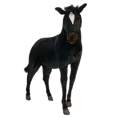 56" Lifelike Handcrafted Extra Soft Plush Black Horse Pony Stuffed Animal - IMAGE 1