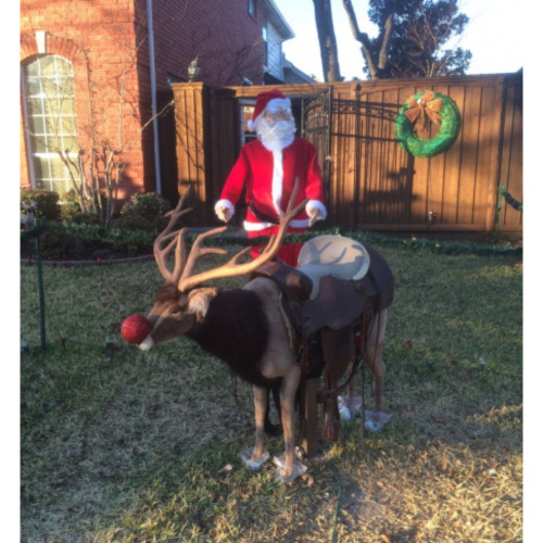 Handcrafted Reindeer Plush Ride-On - 44" - Brown - IMAGE 1