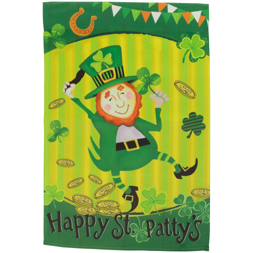 Dancing Leprechaun "Happy St. Patty's" Outdoor Garden Flag 18" x 12.5" - IMAGE 1