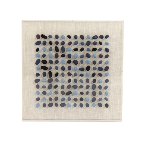 Blue Pebbles Square Framed Wall Art 31.5" x 31.5" - IMAGE 1