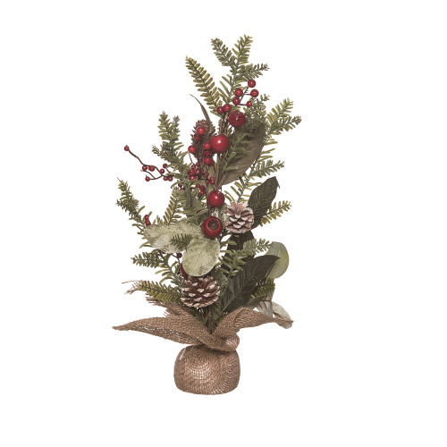 18" Potted Artificial Christmas Tree with Mix Pinecone and Berry, Unlit - IMAGE 1