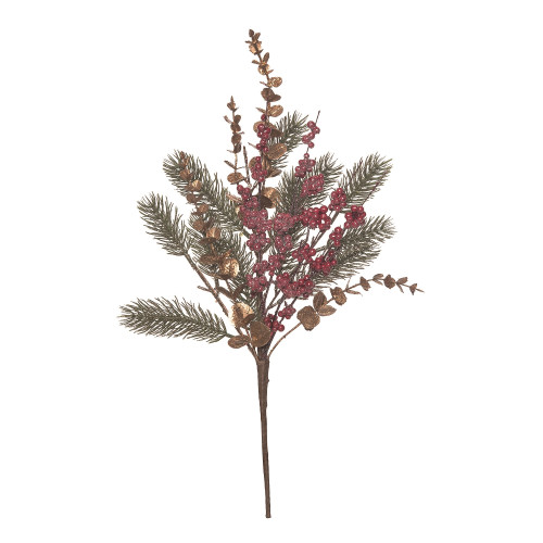 21" Pine with Berries Artificial Christmas Spray - IMAGE 1