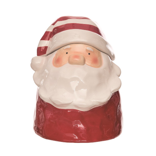 9.5" Red and White Peeking Santa Christmas Cookie Jar - IMAGE 1