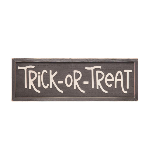 19.75" Gray and White "Trick-or-Treat" Layered Statement Halloween Wall Decoration - IMAGE 1