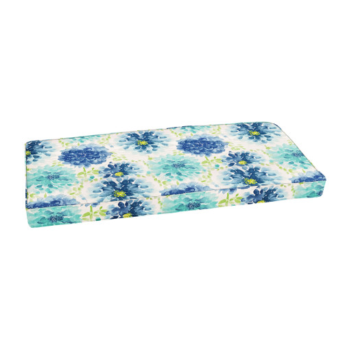 Gardenia Seaglass Floral Outdoor Bench Cushion - 42" - Blue and Green - IMAGE 1