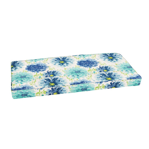 Gardenia Seaglass Floral Outdoor Bench Cushion - 37" - Blue and Green - IMAGE 1