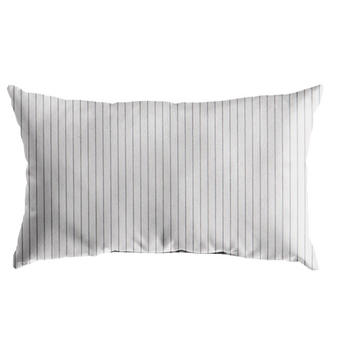 20" White and Gray Pin Stripe Stylish Outdoor Single Patio Bench Lumbar Pillow - IMAGE 1