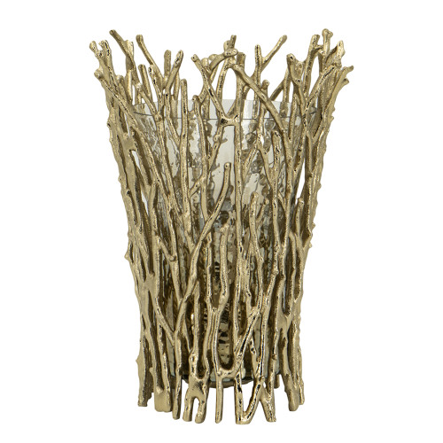 Large Aluminum Branch Candle Holder - 12.5" - Gold - IMAGE 1