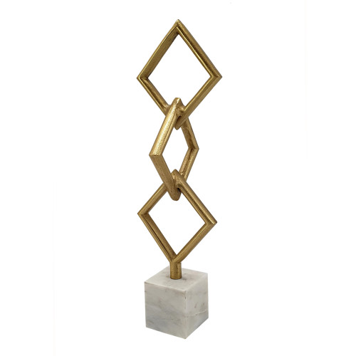 Micha Chain Diamond Statue on Marble Base - 17" - Gold - IMAGE 1