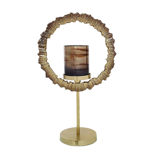 Large Pillar Candle Holder with Ring - 20.5" - IMAGE 1