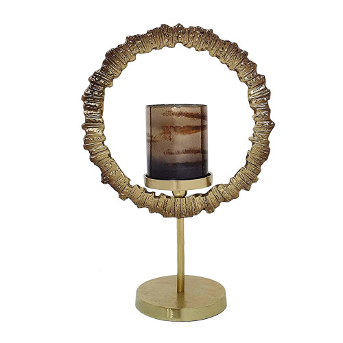 Small Pillar Candle Holder with Ring - 18" - IMAGE 1
