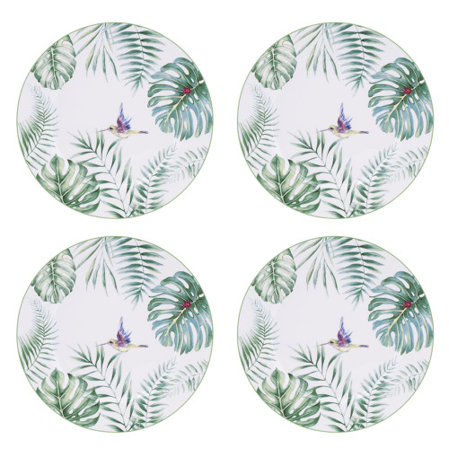 Botanical Design with a Bird Round Dinner Plates - 10" - 4ct - IMAGE 1