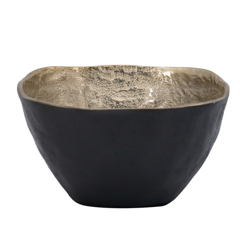 Square Aluminum Bowl - 7.5" - Black and Gold - IMAGE 1