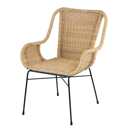 Natural Woven Rattan Accent Chair - 34" - Beige - IMAGE 1