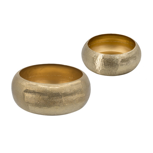 Suede Textured Round Aluminum Bowls - 12.25" - Gold - Set of 2 - IMAGE 1