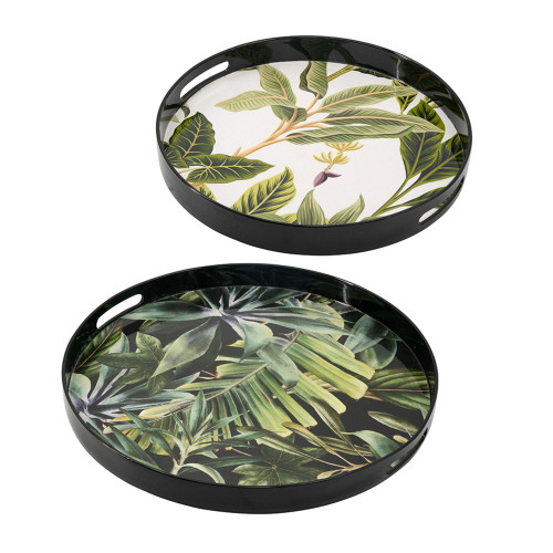 Tropical Palm Leaf Trays - 18" - Set of 2 - IMAGE 1