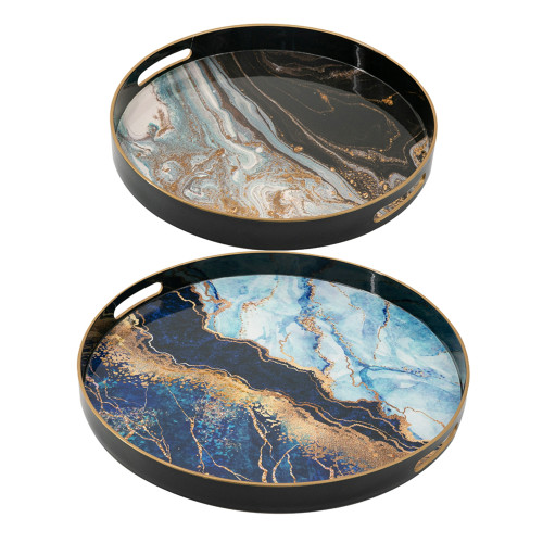 Abstract Marble Round Trays - 18" - Set of 2 - IMAGE 1