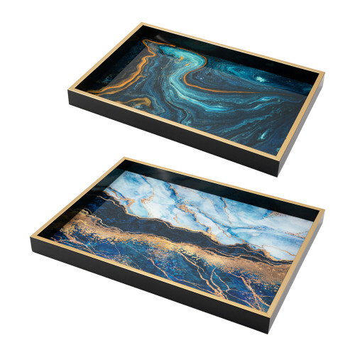 Abstract Marble Designed Tray - 20.5" - Set of 2 - IMAGE 1