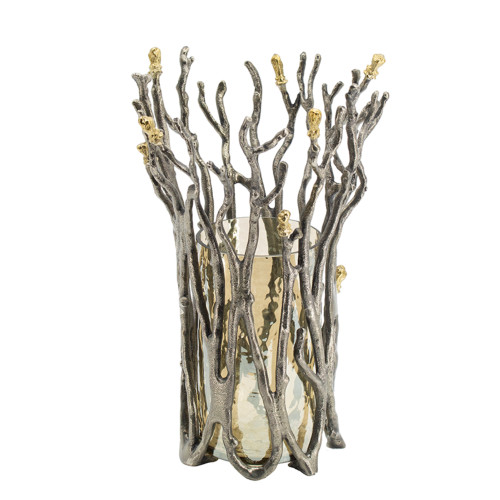 Twig Tapered Round Vase - 13.75" - Brown and Gold - IMAGE 1