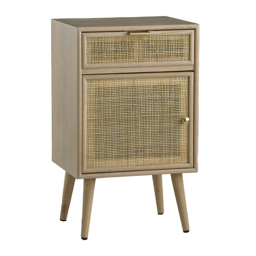 Tall Cabinet With Rattan Door and Drawer - 28" - Beige - IMAGE 1