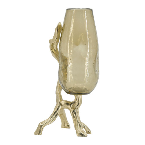 Drawing Glass Flower Vase with Legs - 18" - Gold - IMAGE 1