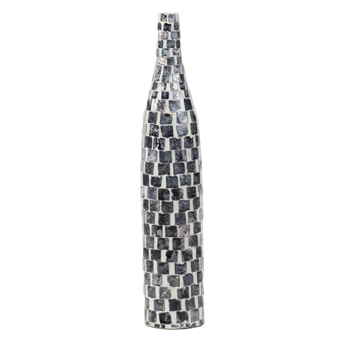 Pearl Mosaic Pattern Bottle Paper Powder Vase - 29.5" - White and Black - IMAGE 1