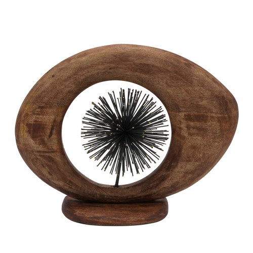 Abstract Design Wooden Sculpture - 17" - Brown and Black - IMAGE 1