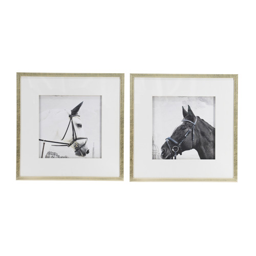 Horse Framed Wall Arts - 22" x 22" - Set of 2 - IMAGE 1