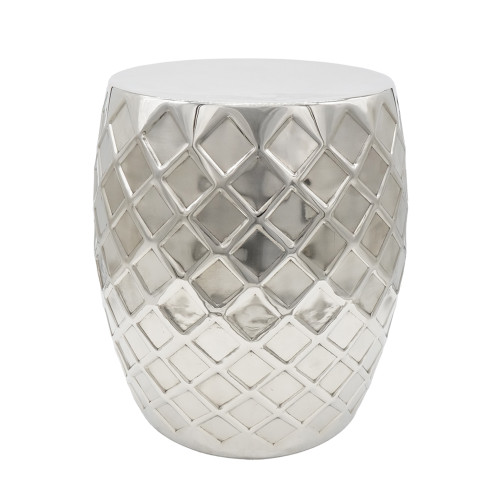 Diamond Texture Aluminum Stool - 19.5" - Silver - IMAGE 1
